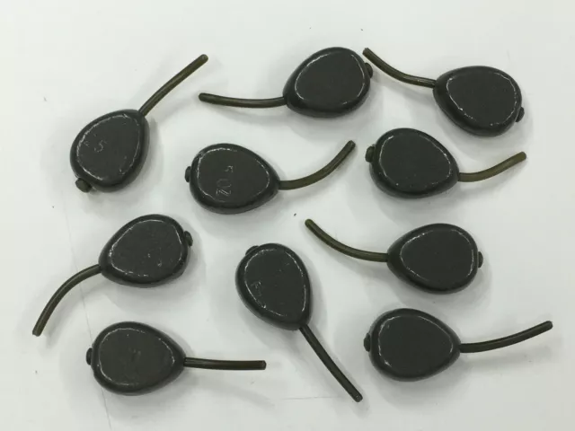 Pack of 10 x TMC Flat Pear Inline lead weights. Sizes 1.5oz - Carp + FREE GIFT