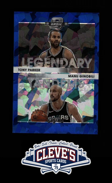 2022-23 Panini Contenders Optic Blue Cracked Ice 54/75 Tony Parker  Ginobili