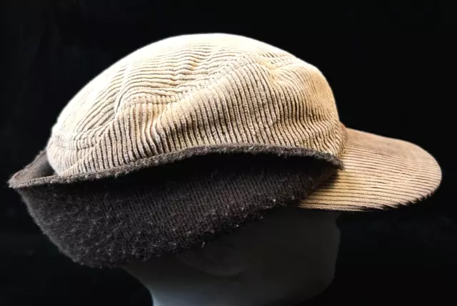 Corduroy Hat Cap Mens Medium Insulated Fold-down Ear Flaps Elmer Fudd - Vintage 2