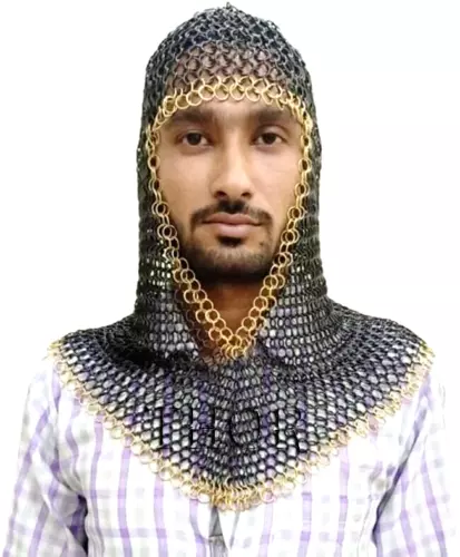 CHAINMAIL COIF KNIGHT Hood Medieval Chain-Mail Clothing Armor Costume  $97.72 - PicClick AU