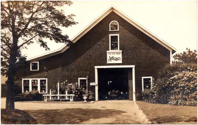 The Red Barn Antiques West Falmouth Massachusetts MA 1940s RPPC Postcard Photo