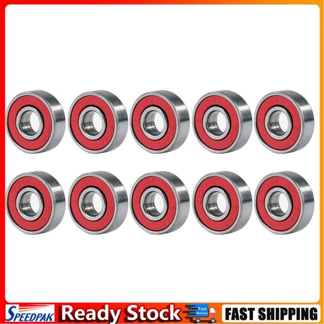 10pcs 608rs ABEC-9 Ball Bearing Scooter Deep Groove Miniature Bearings (Red)