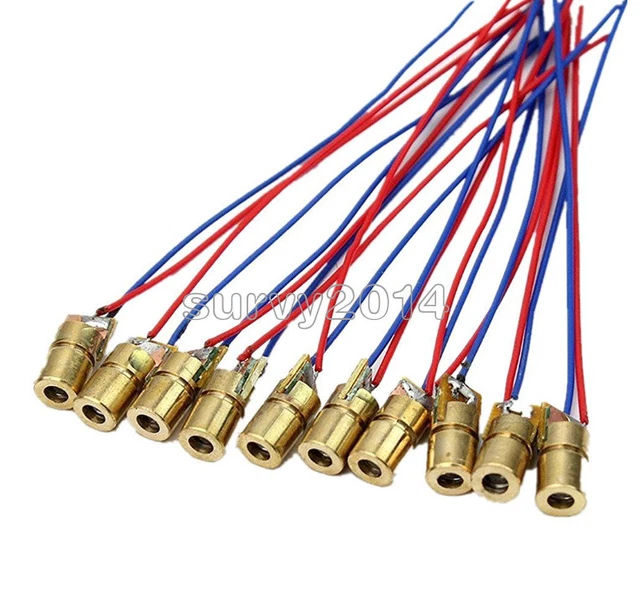 10Pcs 650nm 6mm 3V 5mW Mini Laser Dot Diode Module Head WL Red