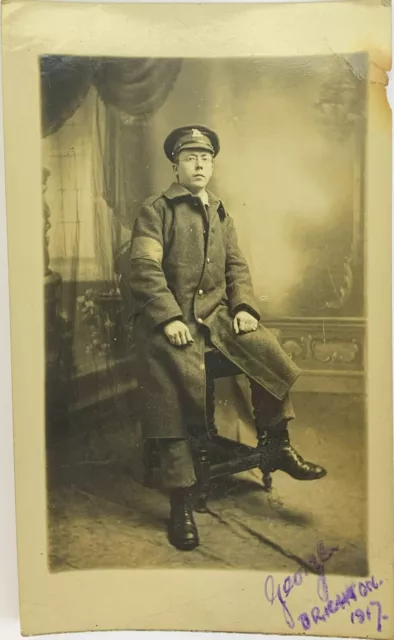 WW1 Photo Queen's Royal Regiment (West Surrey) Soldier, 1917,  13.5x8.5cm (R6)