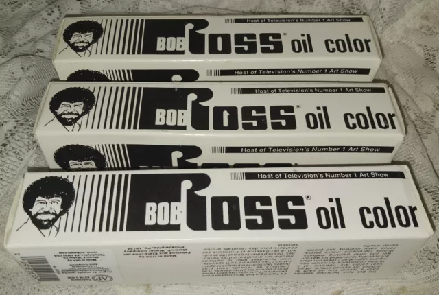 3 pinturas al óleo vintage Bob Ross 5 oz 150 ml ~ negro medianoche y carmesí Alizarin