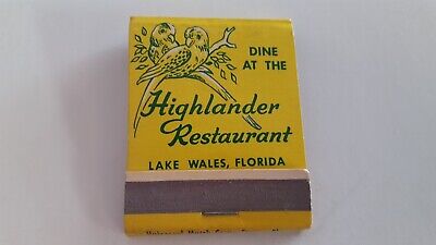Matchbook Highlander Restaurant Lake Wales Florida. Missing 2 matches   C1