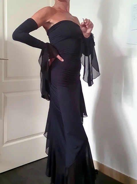 Robe bustier fendue sur le côté danses latines + gants assortis 2