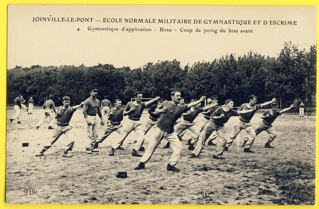cpa 94 - JOINVILLE le PONT ECOLE MILITAIRE SOLDAT Sport Gymnastique Escrime BOXE