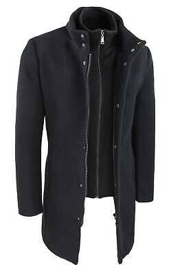 Cappotto uomo sartoriale nero elegante slim fit giacca soprabito gilet interno