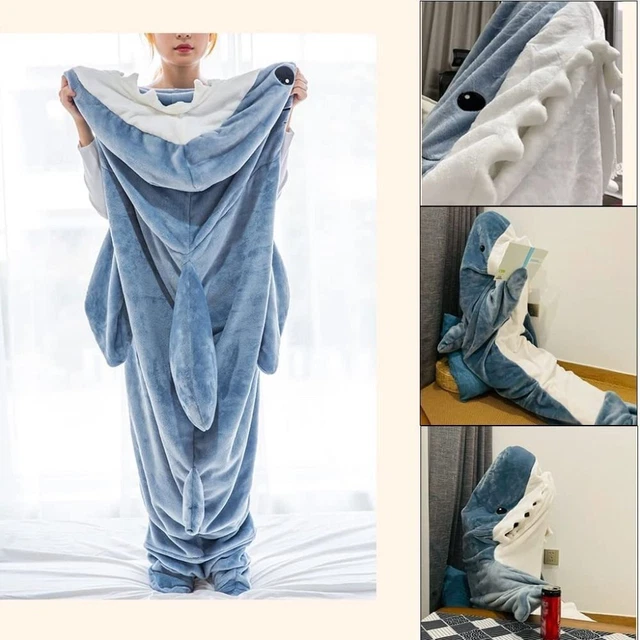 Suéter pijama tiburón manta portátil tiburón saco de dormir bufanda manta