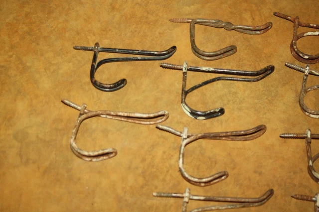 Lot Of 22 Vintage Antique School Screw In Wire and Cast Iron Coat - Hat Hooks 2