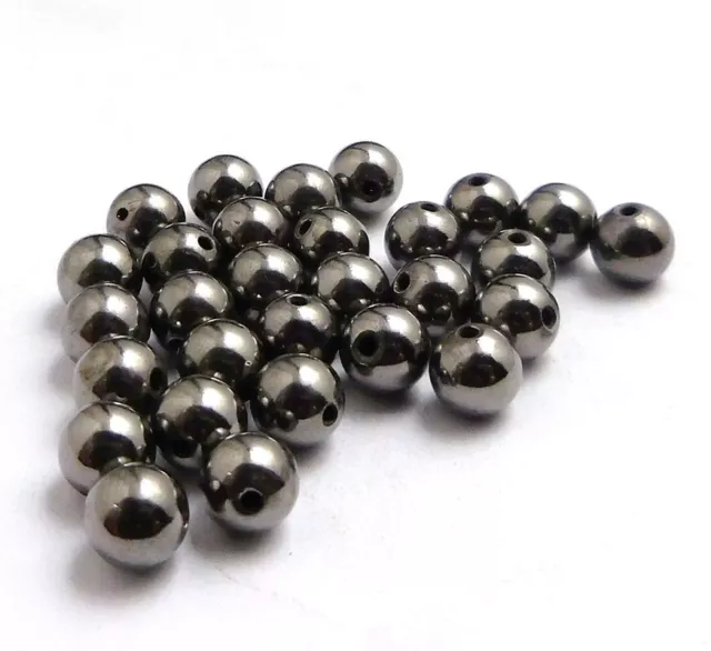 110 Pcs 6Mm Spacer Seamless Ball Bead Black Gold Plated