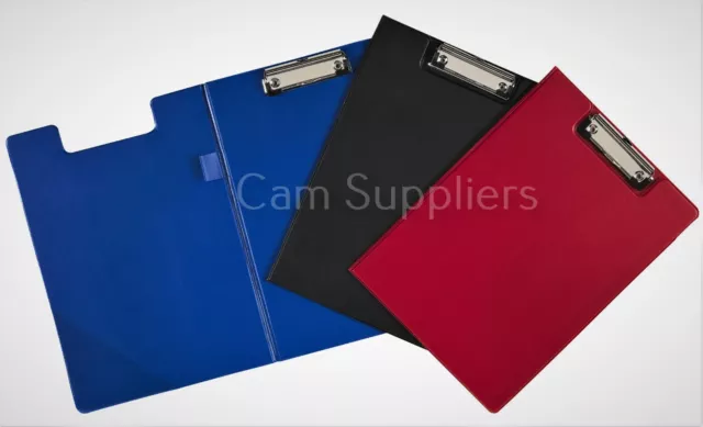 A4 Clipboard Solid Fold-Over New Office Document Holder Filing Black Blue Red