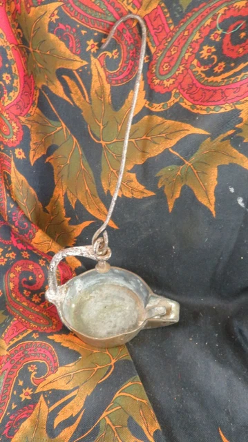Antigua Lámpara De Óleo À Colgar Tipo Minero O Romana 2 de Latón S.XIX