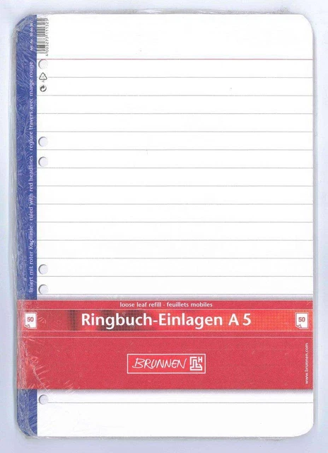 BRUNNEN Ringbucheinlagen, A5, liniert