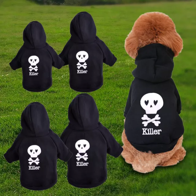Lovely Skull Pet Dog Coat Hoodie Clothes Outwear Apparel Puppy Cat Jacket rt