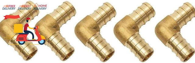 1/2 Inch PEX 90 Degree Elbow Connector Fitting Crimp Brass for PEX Pipe Tubing,