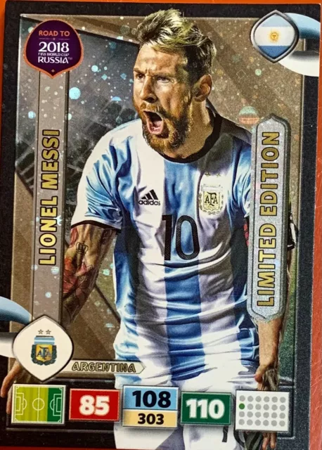 Panini Road To RUSSIA 2018 Fifa World Cup Limited Edition Messi Adrenalyn, mint