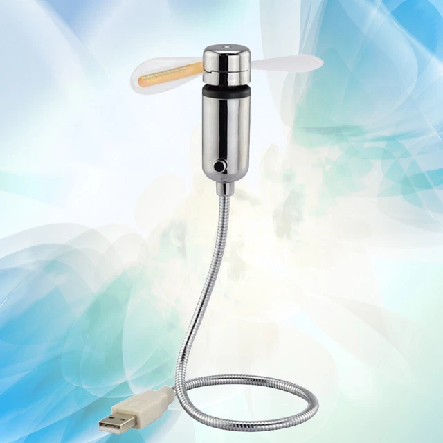 Mini Ventilatore Con Alimentazione USB, Ventilatore Orologio A Led Con Flessibile A Collo Di Cigno E Luce A LED Lampeggiante, Da Collegare A PC Desktop E Notebook - Foto 4