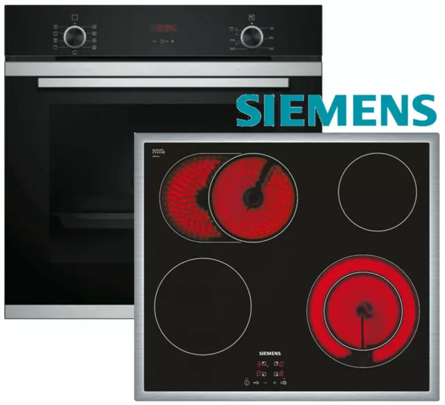 Siemens Herdset Autark Backofen Umluft + Glaskeramik Kochfeld 60cm Touch Kontrol