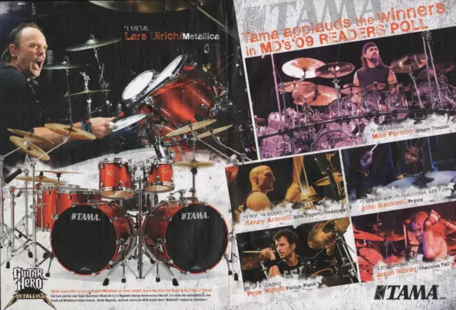 2009 2pg Print Ad Tama Starclassic Drum Kit w Lars Ulrich Metallica Mike Portnoy