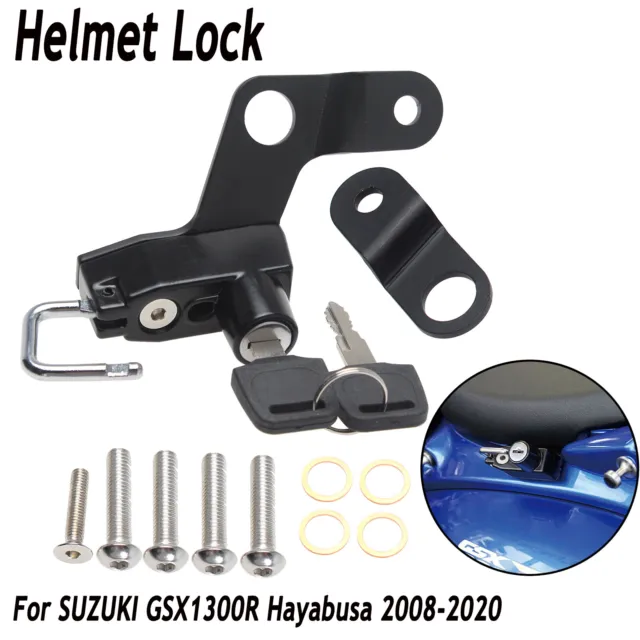 Black Helmet Lock Anti-Theft For SUZUKI GSX1300R Hayabusa 08-20 Stainless Steel