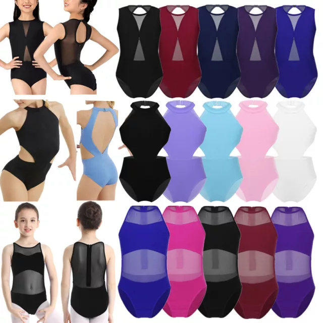 Kids Girls Ballet Gym Jumpsuit Yoga Basic Leotard Bodysuit Dancewear Costumes