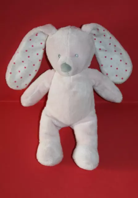 Vertaudet Doudou Peluche Lapin Rose Blanc Etoiles Nez Gris Pas Servi