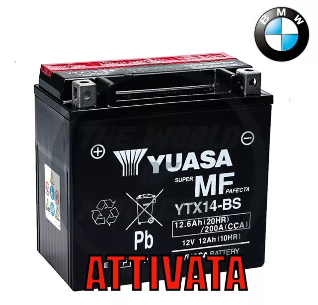 BATTERIA MOTO YUASA YTX14-BS 12V 12Ah BMW R GS 1200 2008 2009 2010 2011 X BMW GS