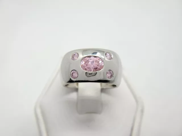 Le Vian Oval Round Pink 3.60 TCW CZ Sterling Silver Wide Ring New