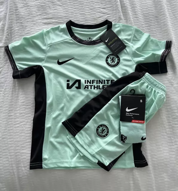 Kids Chelsea FC 23/24 Third Away Full Kit Shorts Socks Jersey PERSONALISED
