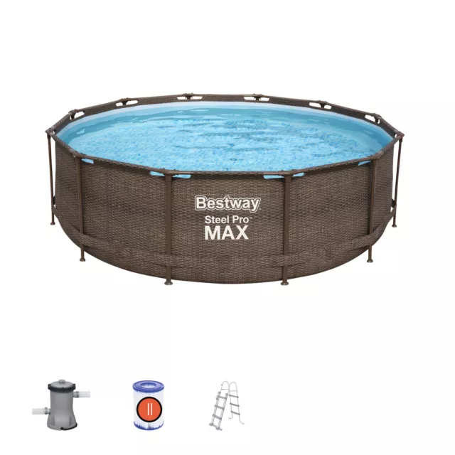 Bestway 56709 Steel Pro Max Pool Frame Pool Set Rattanoptik Framepool 366x100 cm