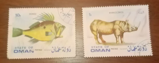 stamp state of OMAN vintage (RHINOCEOS-Dorée)