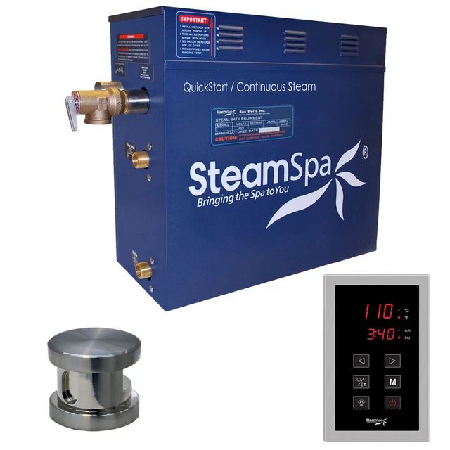 Generador de baño de vapor SteamSpa OAT600 Oasis 6 KW QuickStart - níquel
