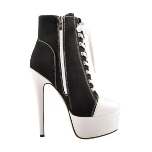 Femmes Plateforme Denim Bottes Boîte de Nuit Talons Hauts Aiguille