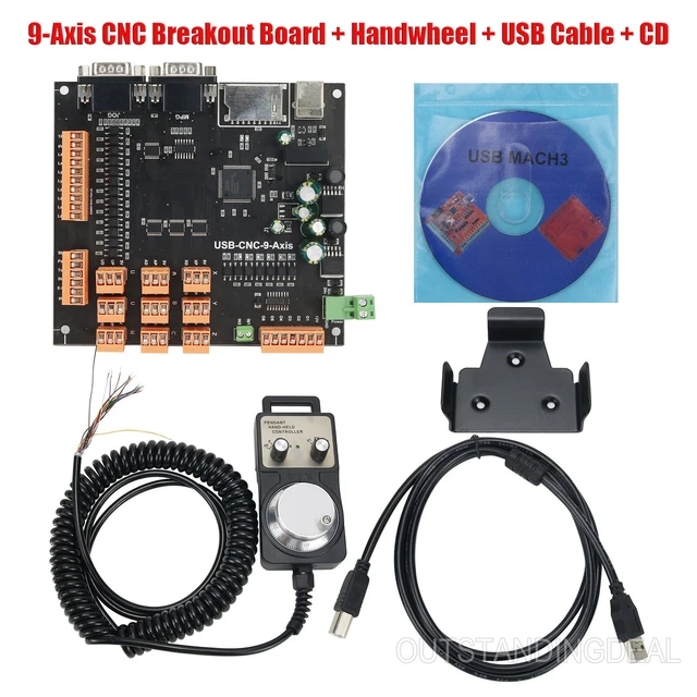 9AXIS CNC CONTROLLER Kit Controller Breakout Board + Handwheel+USB