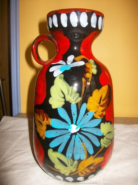 Vase fleuri en céramique vintage Italie Cadorev