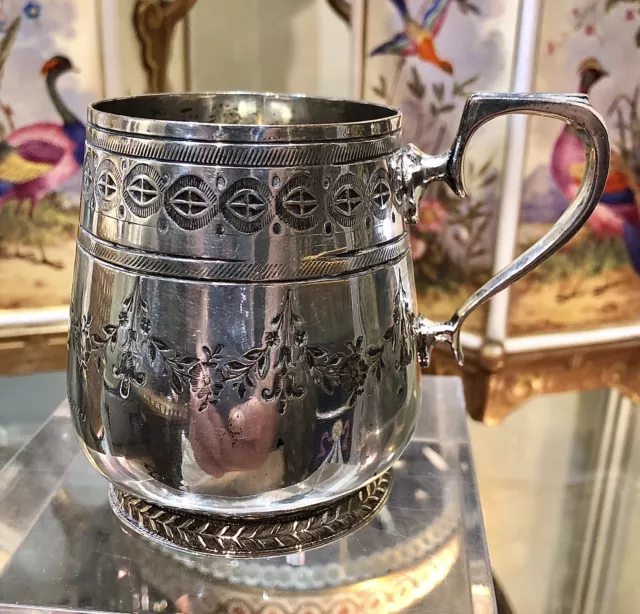 Victorian Silver Plated Christening Mug Mary Josephine Williams 1876 3