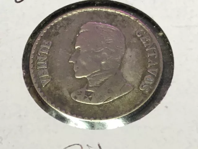 1953 Columbia 20 Centavos Coin - Silver .300 - KM# 213. - Last Year. # 577e