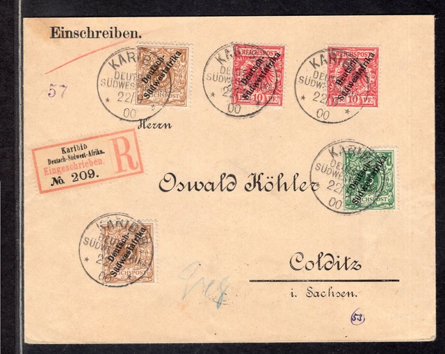 DSWA Mi 5/7 Brief Einschreiben Karibib 22.9.00 nach Colditz
