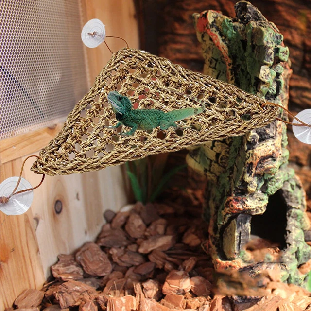 Reptile Hammock Basking Platform Lizard Lounger Hanging Bed with Suction Cup 2