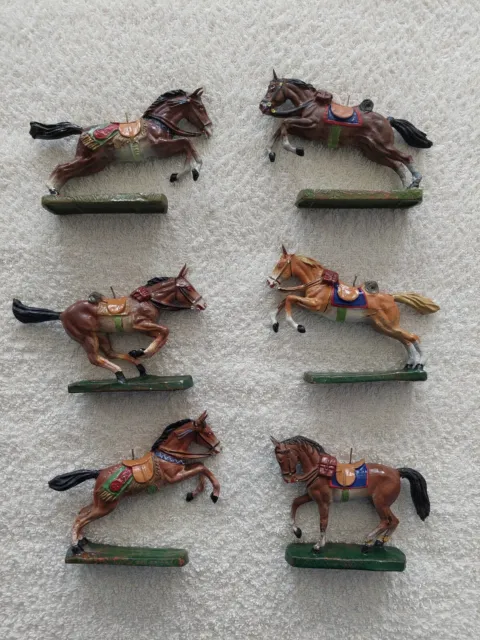 38 x ELASTOLIN Masse Figuren - 7 cm - Cowboy Indianer Reiter Pferde Western 2
