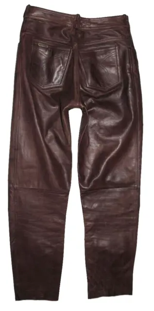 " Linus " Uomo- Jeans IN Pelle/Pantaloni Pelle Schoko- Braun Circa W30 " / L31