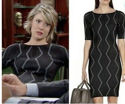 Karen Millen Zig Zag Knit Stretch Body con Contouring Bandage Dress size M