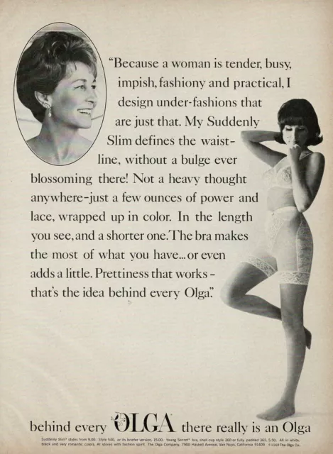 1960s Vintage Olga Suddenly Slim Bra Panty Girdle Fashion Photo Print Ad e