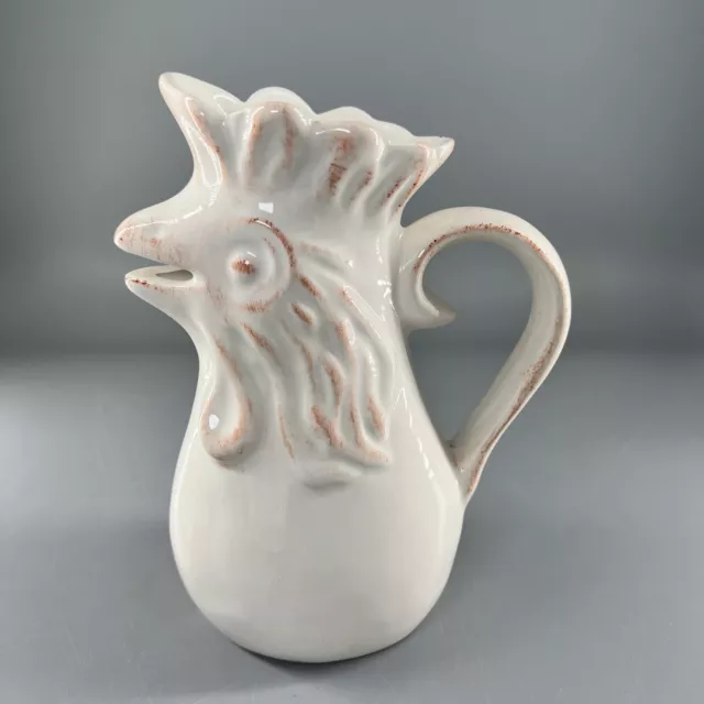 Made in Portugal Rooster Chicken Ceramic Creamer Pitcher Beak Spout Cottage Core 3