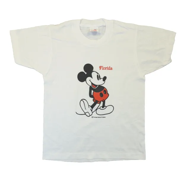 Vintage Mickey Mouse Sherry T-shirt Kids 10-12 White Florida Cool Mickey Disney