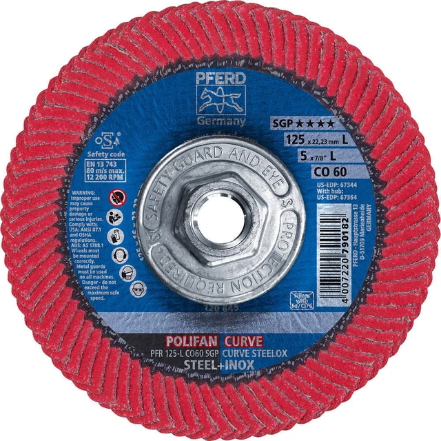 PFERD 67364 Flap Disc,5X5/8-11 Ceramic 60,L