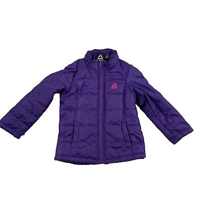 Reebok Girls Purple Puffer Jacket L/S Mock Neck Full Zip XXS (4/5)