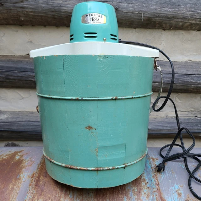 VINTAGE ICE CREAM Maker/Proctor Silex/Teal/Blue/Electric/Old Fashioned
